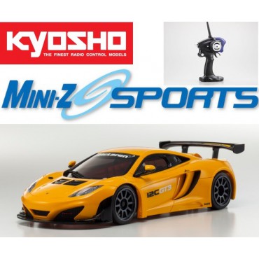 AUTOMODELO KYOSHO MINI-Z MR 03 SPORTS MCLAREN 12C GT3 2013 LARANJA ESCALA 1/27 RÁDIO 2.4GHZ KYO 32217OR-B